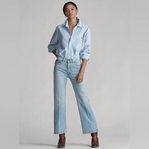NWT Polo Ralph Lauren Laight Cropped Flare Jean Blue Size 28